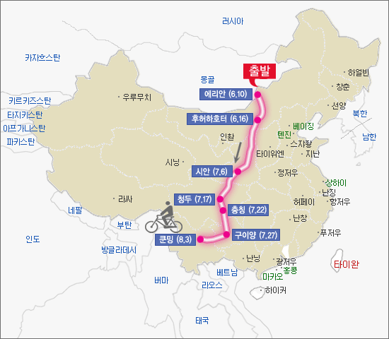 박정규의 중국자전거 종주코스 